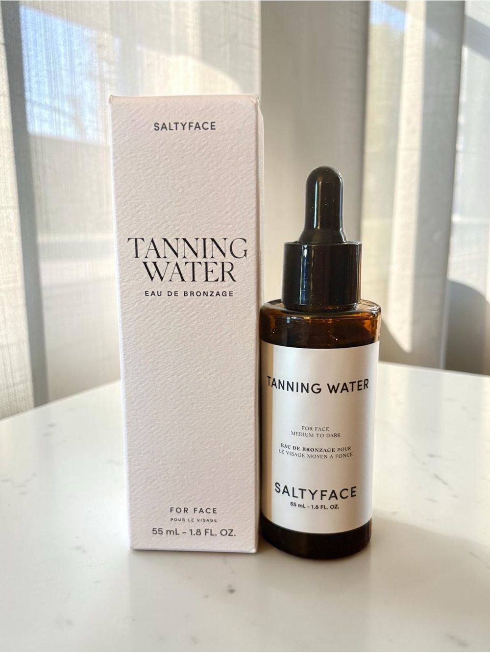💎 SALTYFACE Tanning Face Self Tanner Drops Water MEDIUM to DARK Sunless Glow